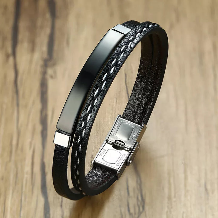 Leatherwear Weave Stainless Steel Bangle