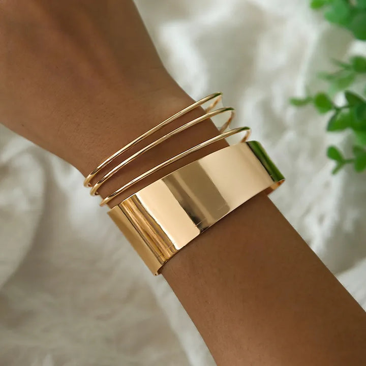 Boho Wide Line Open Cuff Bracelet
