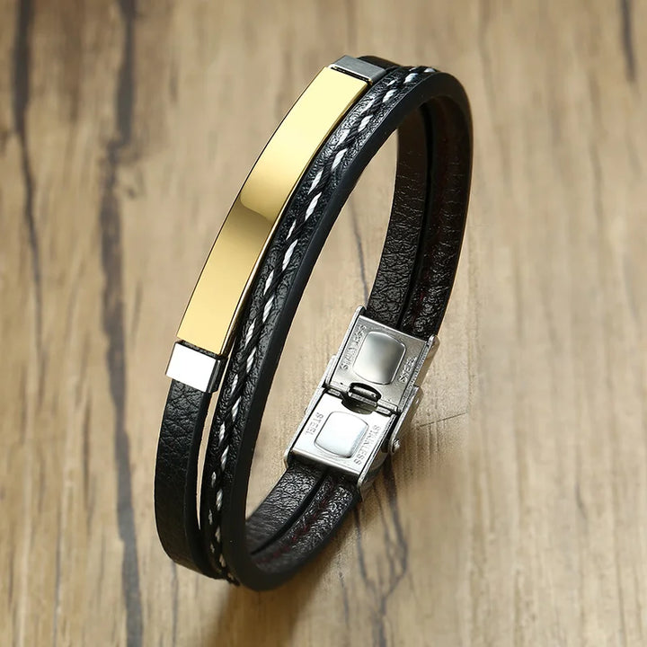 Leatherwear Weave Stainless Steel Bangle