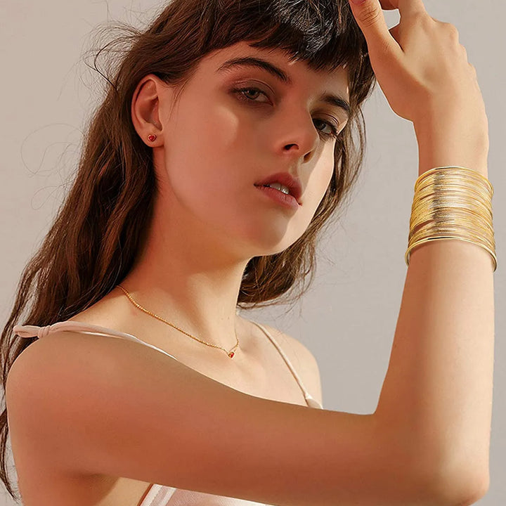 Boho Wide Line Open Cuff Bracelet