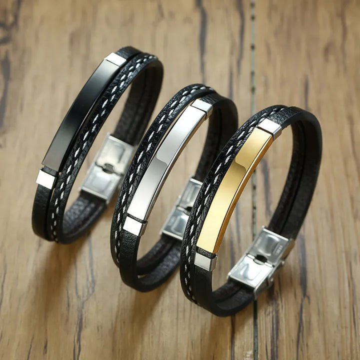 Leatherwear Weave Stainless Steel Bangle